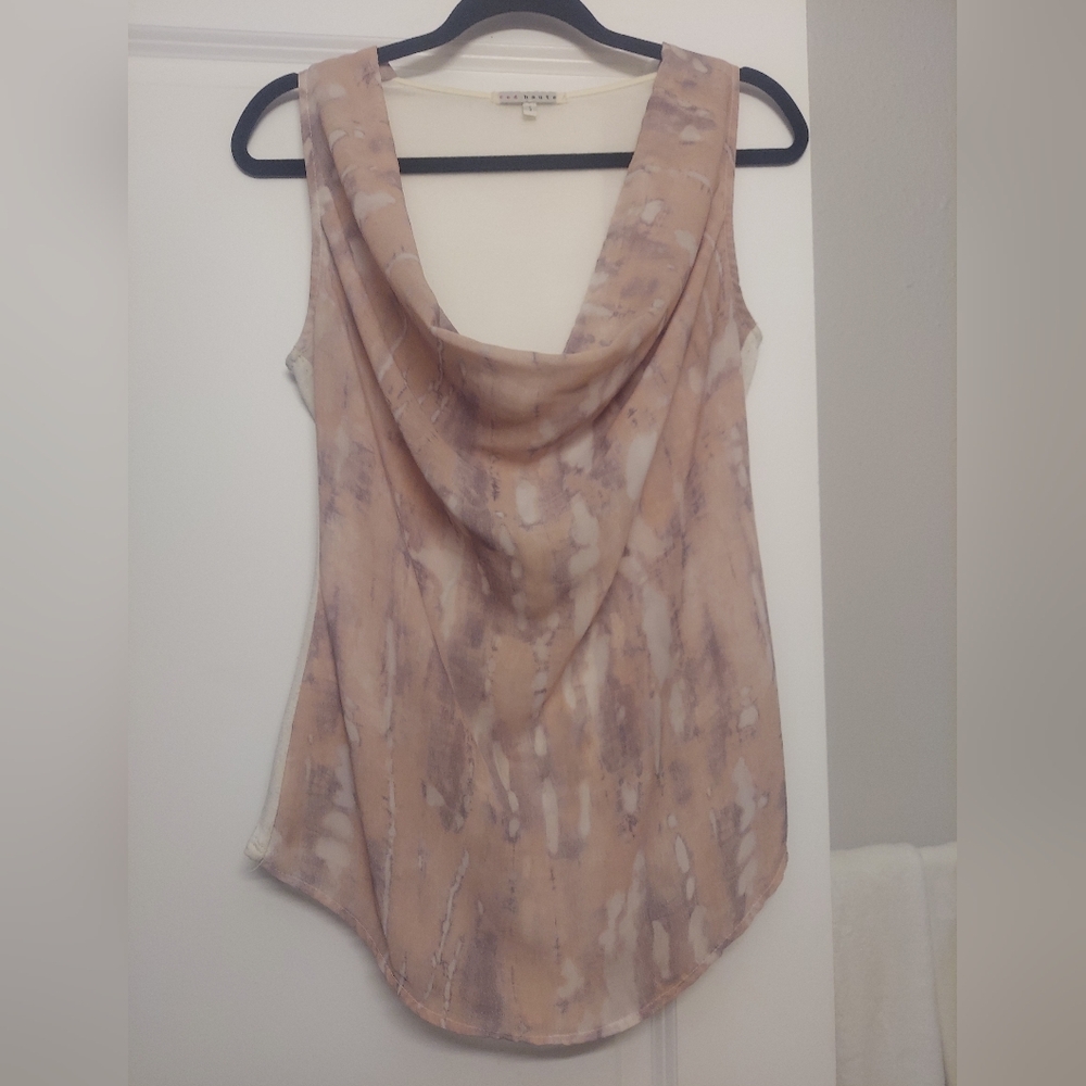 Red Haute Couture,Tan Sleeveless Asymmetrical Top